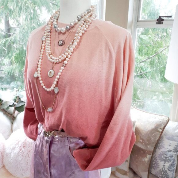 NWOT Young Fabulous & Broke peach pink & red ombre cotton blend sweatshirt - Picture 2 of 5